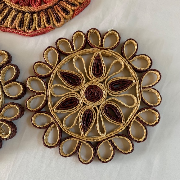 Vintage Rattan Trivets/ Hot Pads Three Total - Picture 2 of 8